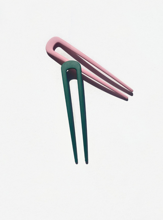 french hair pin - green